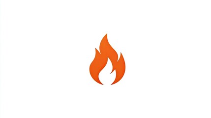 Simple, stylized orange flame graphic on white background