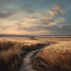 Serene Cornfield Pathway: A Tranquil Journey Through Golden Fields and Rural Splendor