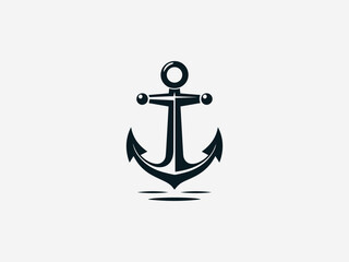 Traditional nautical anchor with rope detailing in classic vector logo illustration