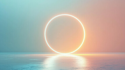 A minimalistic circular portal set against a clean background, 