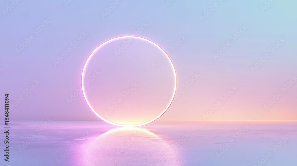 Sticker a minimalistic circular portal set against a clean background,