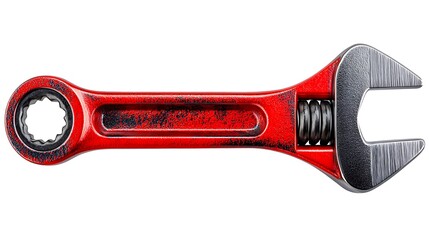 3D Illustration of an Isolated Red Comic Style Wrench Tool