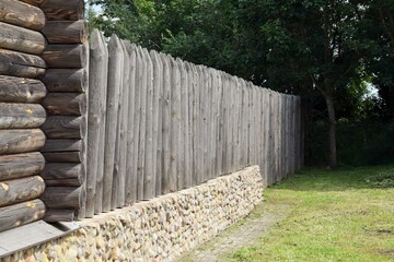 wooden fence made of wood at the old fortress