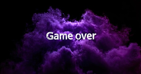 Purple smoke cloud with "Game Over" text