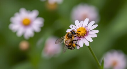 Macrp of bee on a flower