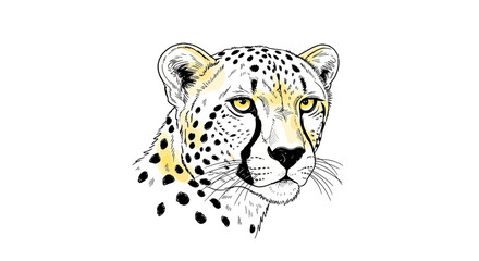 Obraz premium Striking Cheetah Portrait Showcasing Detailed Line Art and Minimalist Style
