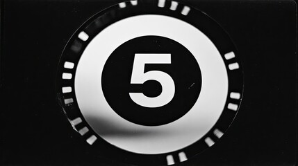 Black and white timer displaying the number 5