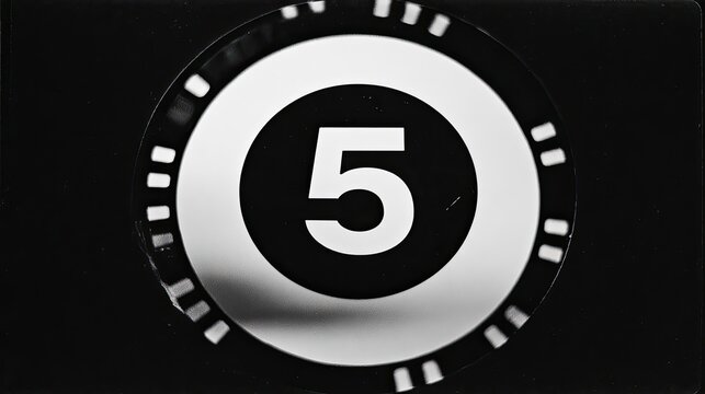 Black and white timer displaying the number 5