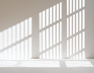 Fototapeta premium Realistic window frame shadows casting geometric patterns on minimalistic surfaces