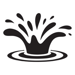 Obraz premium Solid Black Water Splash Icon for Ocean, Pool, and Liquid Design Projects 