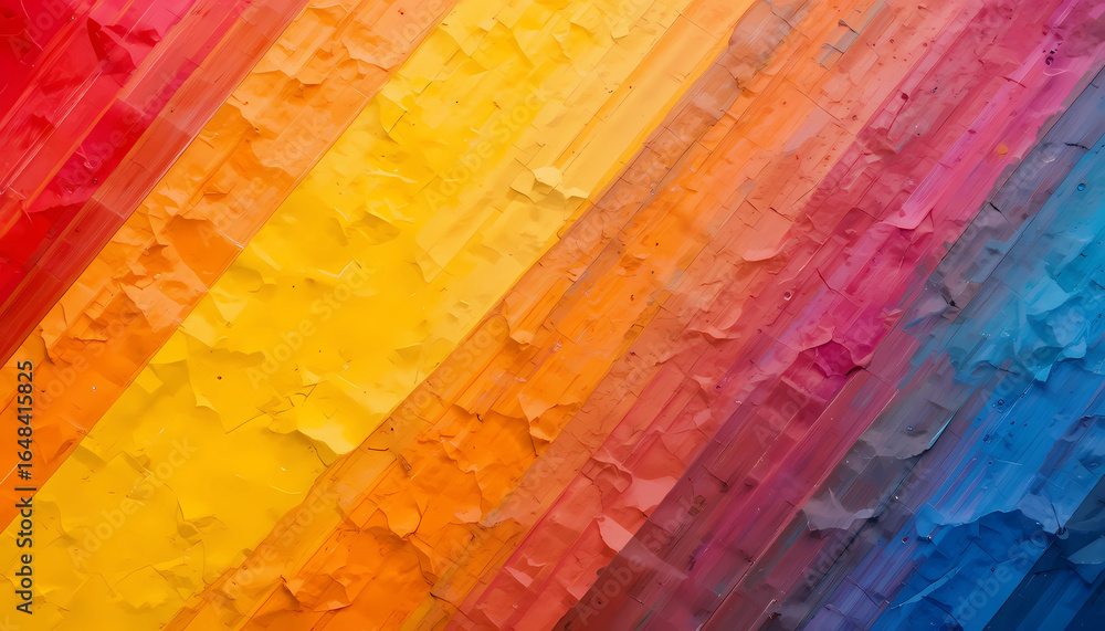 Poster abstract diagonal rainbow gradient with textured cracks and color transitions in vivid hues