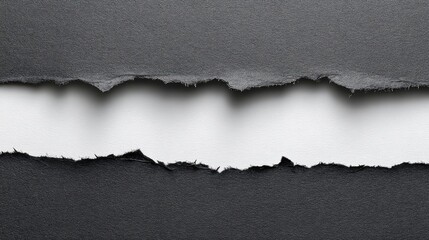 Torn black paper strips on white background