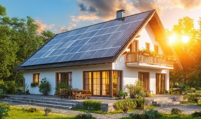 Eco-friendly home with solar panels