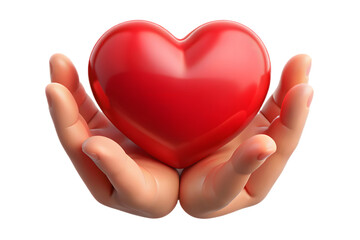 Obraz premium Red Heart Held Gently in Cupped Hands love holding