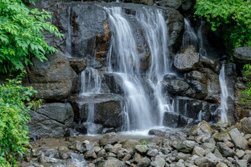 A waterfall during the monsoons near Pune India. Monsoon is the annual rainy season in India from June to September.