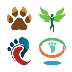 Abstract Paw, Footprint, and Nature Icon Set for Wellness, Pet Care, and Eco Branding