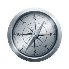 Detailed Silver Compass Isolated on Black Background Navigational Tool for Direction and Exploration with Precise Markings and Clear Needle Pointing North