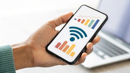 Analyze mobile data trends and connectivity with this professional smartphone graph display