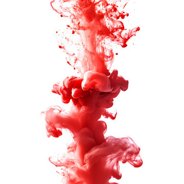 Red Ink Drop in Water on Transparent Background
