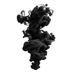 Black Ink Drop in Water on Transparent Background