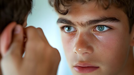 Child learning how to properly insert contact