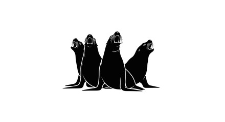 three sea lions silhouette powerful symbol of teamwork unity and coastal wildlife for branding logos and conservation designs