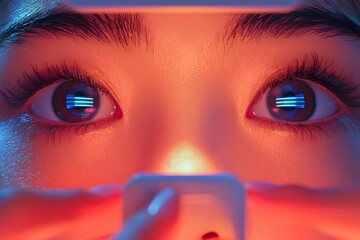 Close up view of an eye being measured by a digital optic device