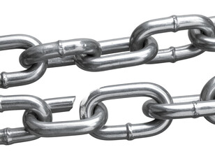 Obraz premium Severed Steel Chain with Frayed Edges, isolated on transparent background