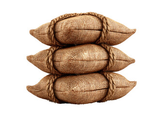 Stacked Sacks of Grain Isolated on Transparent Background View