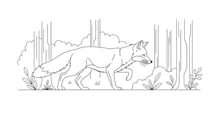 elegant line art fox illustration perfect for childrens books nature websites and ecofriendly branding designs