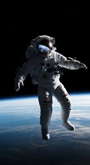 Naklejka premium Astronaut's solitary voyage: A poignant exploration of space and earthly wonders
