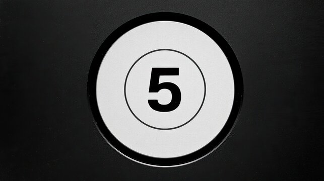 White circle with black outline, centered number 5
