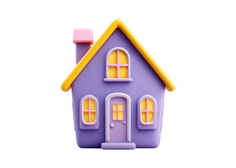 Haunted House Icon Silhouette in Purple with Isolated Background