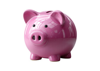 Obraz premium Smooth Pink Piggy Bank with Slot Viewed from Above on Transparent Background