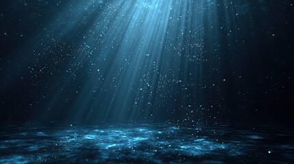 Deep ocean scene with light rays
