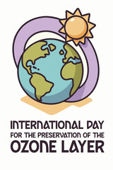 Earth and the Sun Representing the Importance of Ozone Layer Preservation on International Day