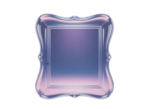 Ornate crystalline frame with iridescent sheen isolated on a transparent background glass - Powered by Adobe