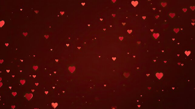 Red hearts falling on dark background - Powered by Adobe