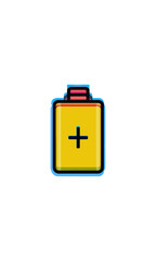 Obraz premium Simple bright yellow battery icon illustration