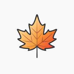 A detailed illustration of a vibrant orange maple leaf with intricate vein details, isolated on a white background.
