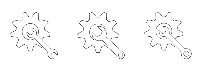 Gear setting icon set, containing Cog wheel, Gear wheel symbol, Vector illustration. Cogwheel. Gear icons. Progress or construction concept. Settings and Tools Gear Icon. eps 10