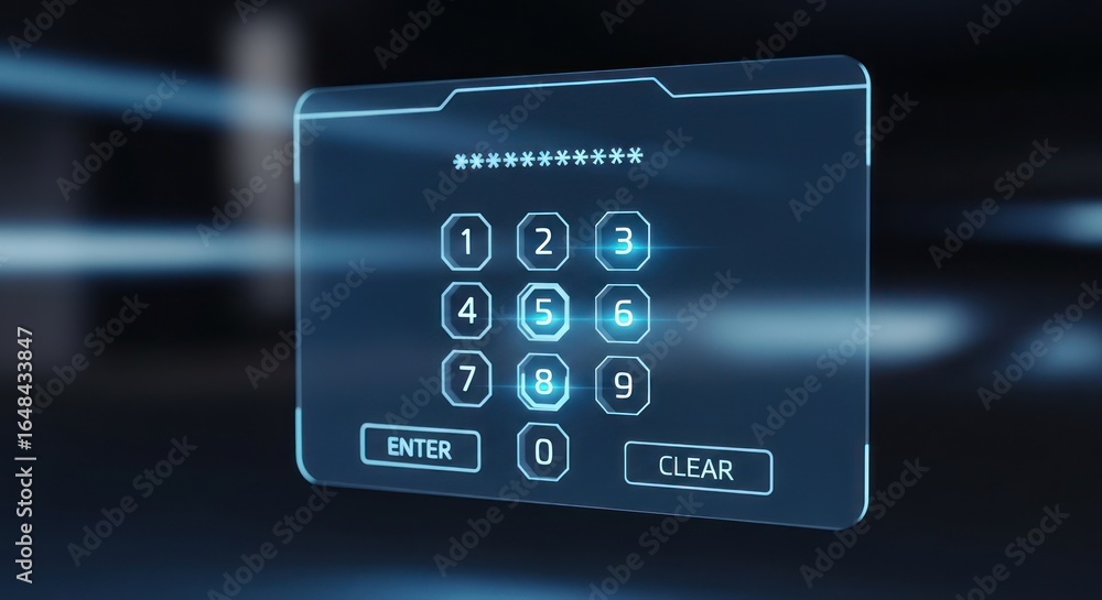 Aufkleber futuristic transparent digital numeric keypad interface