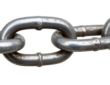 Industrial Broken Chain Fragment, isolated on transparent background