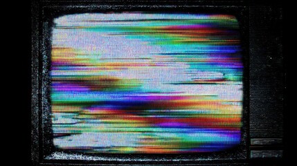 Distorted TV screen with glitch and static