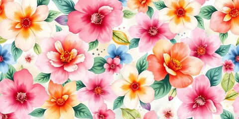 Watercolor floral texture, seamless repeat pattern on abstract flower background,  modern,  feminine