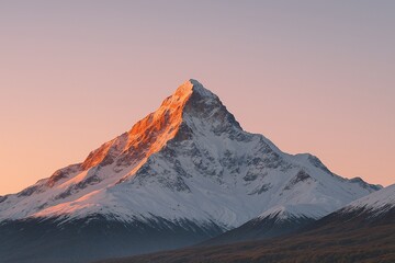 Majestic Snow-Capped Mountain Peak at Sunrise