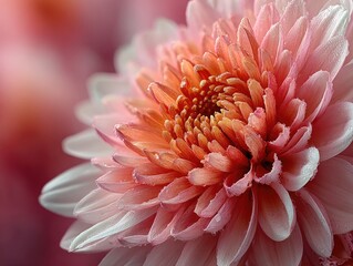 Fototapeta premium Macro shot of a delicate pink dahlia flower with water droplets