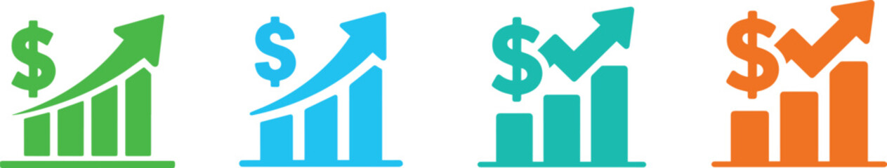 Set of business graph icons isolated on white background for design