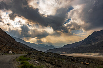 Karakoram Highway Pakistan – Mountain Pass with Golden Sun Rays