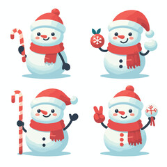 Smiling snowman with red scarf